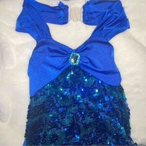 Small child blue/green stretchy dance costume